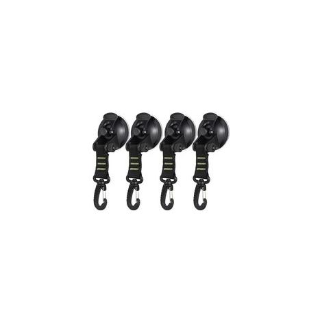 BRAVIX Set di 4 ventose con gancio di fissaggio, gancio per auto, accessorio per tenda laterale auto, telo da campeggio, per auto, barca, tenda da campeggio, bagagli (verde)