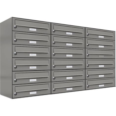 18er Premium Briefkasten Aluminiumgrau RAL Farbe 9007 für Außen Wand Postkasten 3x6 (1/5)