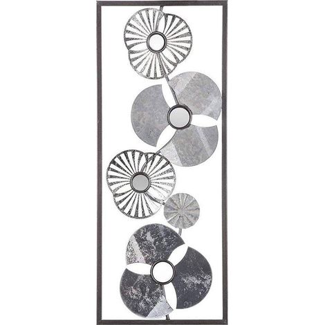 Atmosphera – Déco murale métal fleur argent 25x61 cm – Fer et verre – Design moderne avec motifs floraux – Décoration intérieure unique