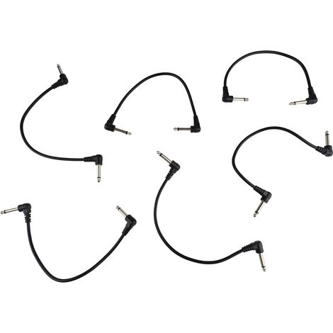 6 Câbles Pédale Guitare, Cordons de Liaison Effets Électriques, Fiches 2 Coudes, Pack de 6, Accessoire pour Musicien (1/5)