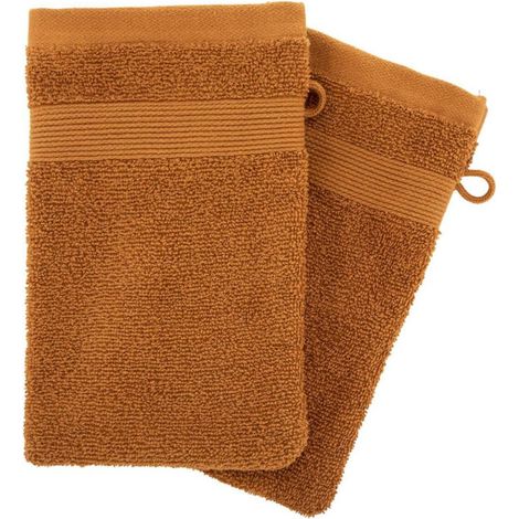 Lot de 2 Gants de Toilette "Confort" 15x21cm Cannelle (1/2)