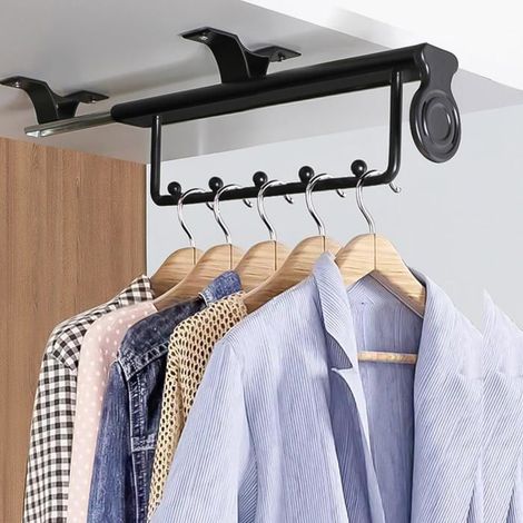 Tringle à vêtements extensible extractible 300 mm, porte‑pantalon coulissant, organisateur pour penderie et garde‑robe (1/4)