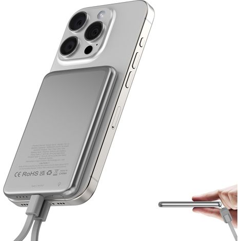 Power Bank ONYX MS1 5K 5000mAh MagSafe per Smartphone Argento (1/2)