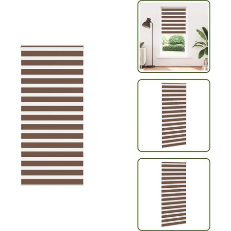 Store zèbre marron 110x230cm largeur du tissu 105,9cm polyester - Store Zébré - Stores Zébrés - Store À Enrouleur Zébré - Double Store À Enrouleur (1/5)