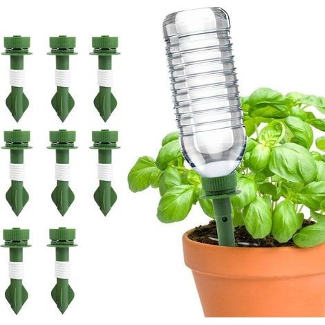 Sistema de riego automático para plantas con 8 boquillas, macetas de cerámica, aspersor automático de goteo para plantas, ideal para días festivos. (1/5)