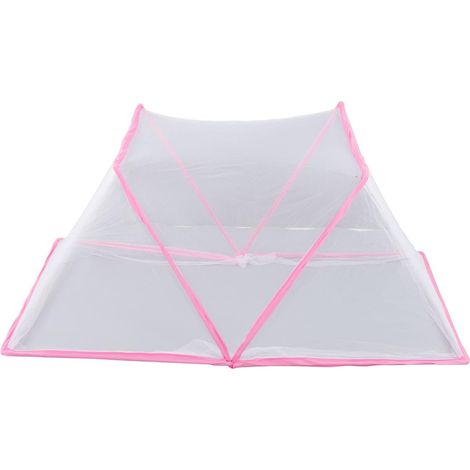 Moustiquaire pliable sans fond pour lit double, couvre-lit pliable anti-moustique portable pour lit simple à king size rose