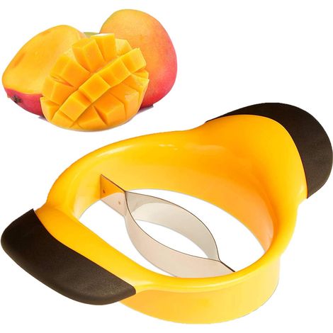 Mango Slicer, Stainless Steel Mango Slicer Blade, Used for Splitting and Coring Mango, Yellow (1/5)
