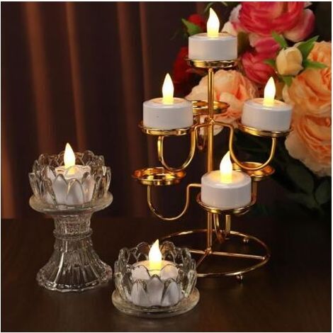 Lot de 12 bougies LED rechargeables, bougies électriques à effet flamme vacillante avec station de charge, décoration pour anniversaires, mariages, dîners, hôtels (1/3)