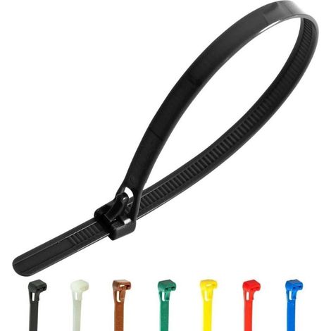 Kabelbinder Wiederverschließbar 100 Stück 300 mm x 7,6 mm Schwarz (1/5)