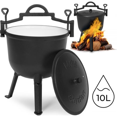 Pentola in ghisa smaltata da 10 litri per falò (1/5)