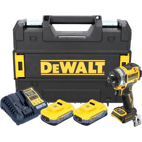 Avvitatore a impatto a batteria DeWalt DCF 860 H2T 18 V 282 Nm 1/4" Brushless + 2 batterie Powerstack da 5,0 Ah + caricabatterie + TSTAK (1/5)
