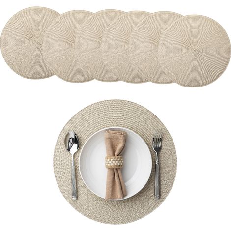 Beyamis Lot de 6 sets de table ronds marron (1/5)