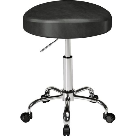 Rollhocker für Salon aus PU, höhenverstellbar 52 bis 67,5 cm, 360° drehbar, schwarz OKMYHOME (1/5)