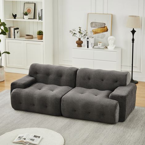 Divano 2 posti in chenille grigio 224 cm OKMYHOME