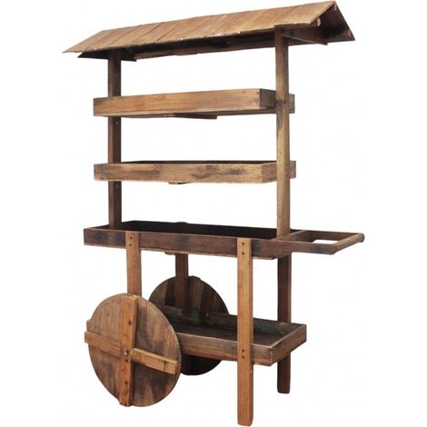 Libreria mobile scaffaletto carrello ornamentale in legno con ruote Sirio