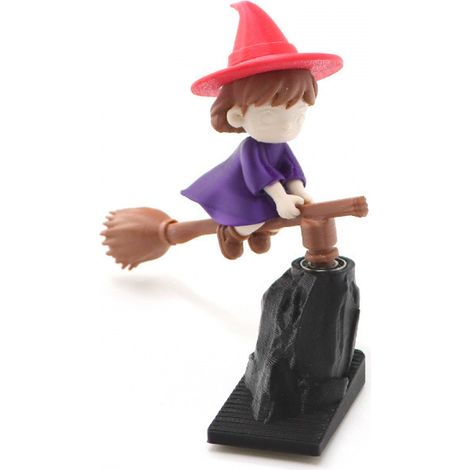 Balai de sorcier décoratif à effet de dérive amusant - Balai volant de sorcière mignon - Violet avec dos adhésif