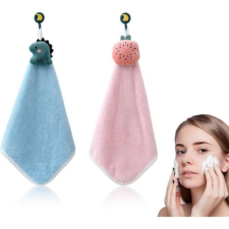 2 Pièces Essuie Main Enfant Animaux Mignon Essuie-Mains à Suspendre Serviettes pour Salle de Bain (1/4)