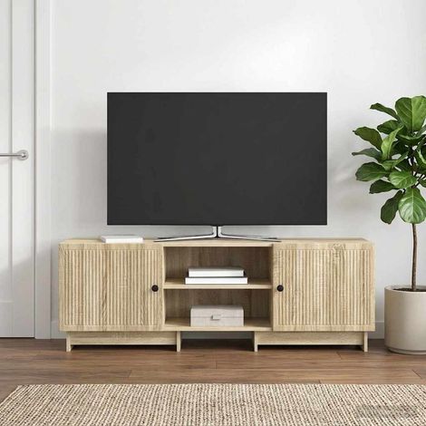 Meuble TV vintage en bois d’ingénierie chêne sonoma avec rangement 150 x 31 x 50 cm - PANGIVO (1/5)