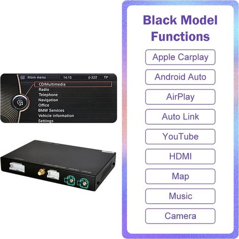 Kit CarPlay sans fil, compatible avec les modèles de SUV haut de gamme, prend en charge Android Auto, Système CIC noir (1/2)