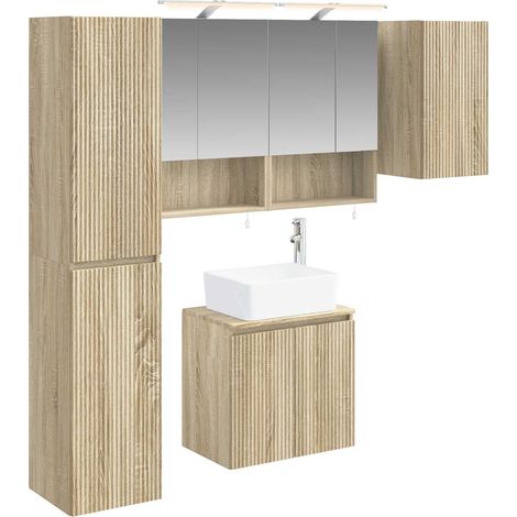 Ensemble d'armoire de salle de bain 5 pcs Chêne Sonoma vidaXL (1/5)