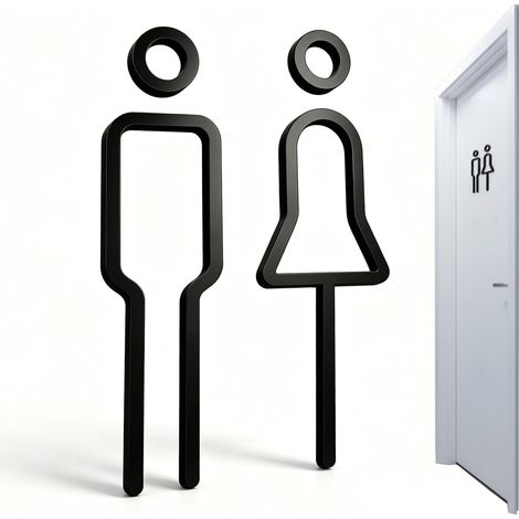 Pancarte WC Autocollante Homme/Femme, Panneau de Toilettes en acrylique pour porte de WC invités, décoration pour espaces privés (1/5)