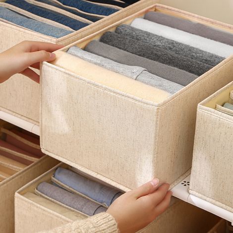 Boîte de rangement pour vêtements/jeans Matière : Coton et lin (1/5)