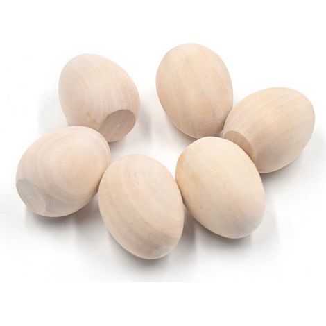 Décorations de Pâques - Œufs de Pâques en bois faits main - Œufs de Pâques en bois - Bois massif - Œufs décorés (1/5)