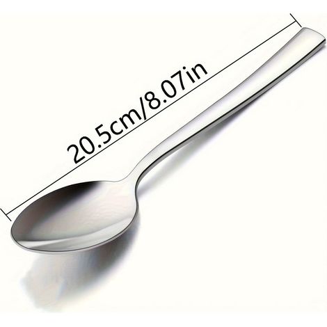 Ensemble de 12 cuillères à vaisselle en acier inoxydable poli miroir, ustensiles de cuisine compatibles lave-vaisselle(BR) (1/5)