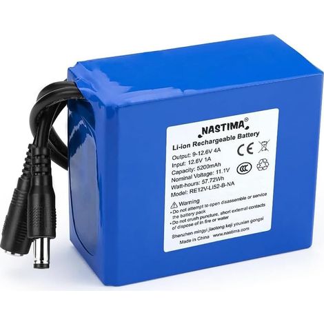 DC12V Batterie Lithium-ION Rechargeable 5200mAh pour Appareils Photo sans Fil, Caméscope, Lecteur MP3, Orgue électronique (1/5)