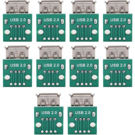 10 cartes d'extension USB Type A femelles, connecteurs adaptateurs au pas de 2,54 mm, boîtier DIP (1/4)