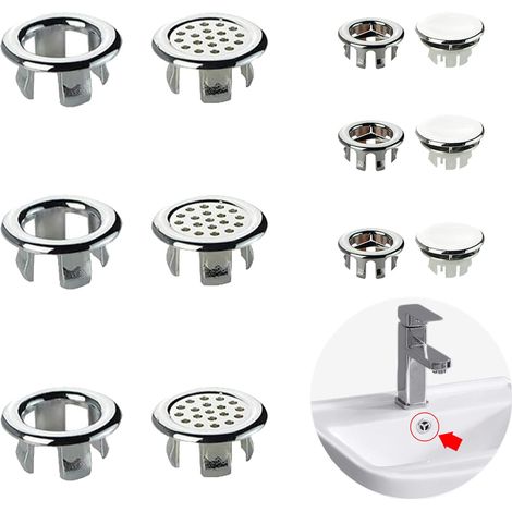 Lot de 12 Anneau de Trop-Plein d'Évier, Bagues pour Trop-plein de Lavabo, Garniture Évier de Trou Rond, Pièces de Rechange Insertes de Trou Rond, pour Bassin de Cuisine de Salle de Bains (1/5)