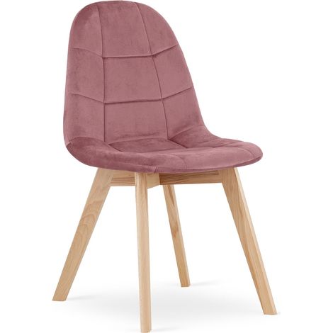 Sedia Bora in velluto rosa scuro con gambe in faggio (1/5)
