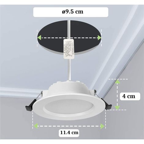 Faretto a Incasso Soffitto LED 9W Rotondo Bianco Luce Fredda Alette Scomparsa (1/5)