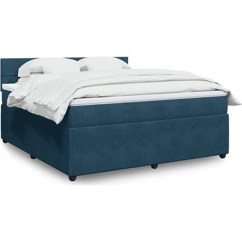 Boxspringbett mit Matratze Blau 180x200 cm Samt