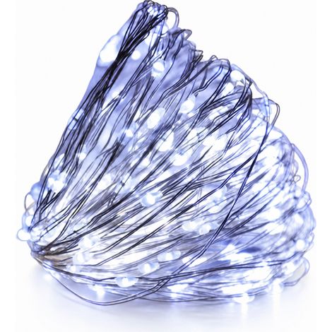 Guirlande Lumineuse LED Solaire 100 LED Blanc Froid pour Décoration Extérieure de Noël, Arbres et Rideaux (1/5)