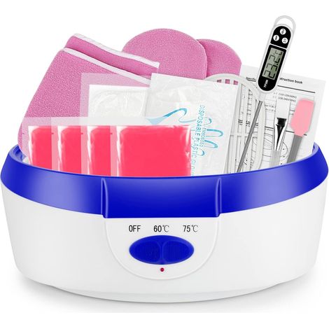 Paraffine Baths Bain Épilation 265W pour Mains et Pieds avec Accessoires, Bain Épilation Électrique avec Paraffine, Bleu (1/5)