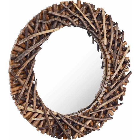 Maison Exclusive - Specchio da Parete 60 cm in Legno di Teak Rotondo (1/5)