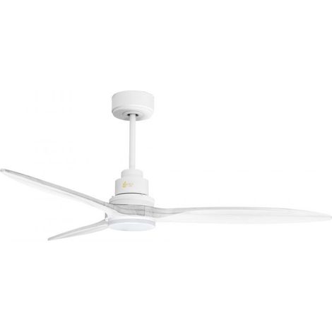 Tenerife  - Super destratificateur et ventilateur DC 132 cm  Blanc pales bois blanc avec Lumière 25 à 35 m²
