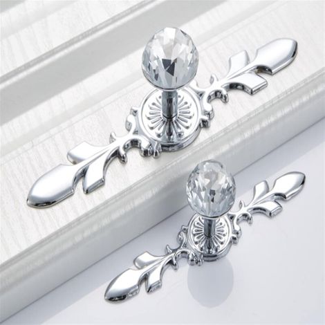 Poignées boule en cristal argenté pour armoires, quincaillerie de (1/5)