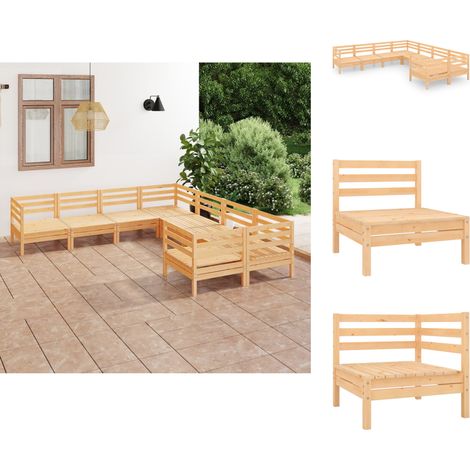 Gartenmöbel-Sets - Living 8-tlg. Garten-Lounge-Set Massivholz Kiefer (1/5)