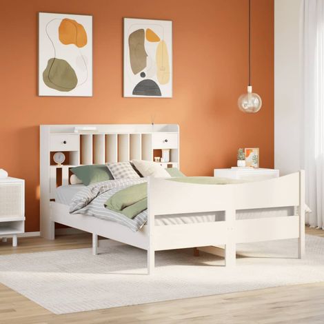 vidaXL Letto senza Materasso Bianco 140x190 cm Legno Massello di Pino (1/5)