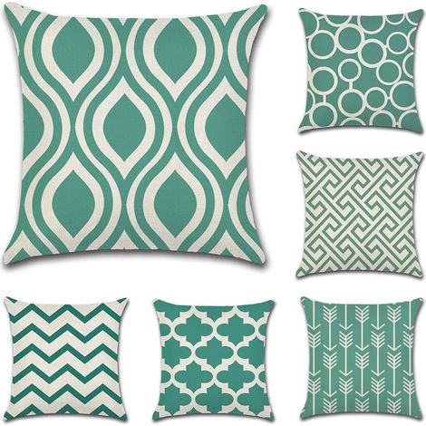Housse de Coussin Canapé Doux Taie d'oreiller De Voiture Maison Lit Décor 45 x 45cm, Set de 6 (Turquoise)