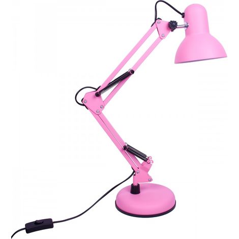 BEL AIR HOME - Lampe de bureau LED Lampe de bureau articulée LED Anti-éblouissement Vintage Retro Design Hauteur réglable 34-67 cm Métal résistant Ideal pour le bureau et la maison (MATTE PINK) (1/4)