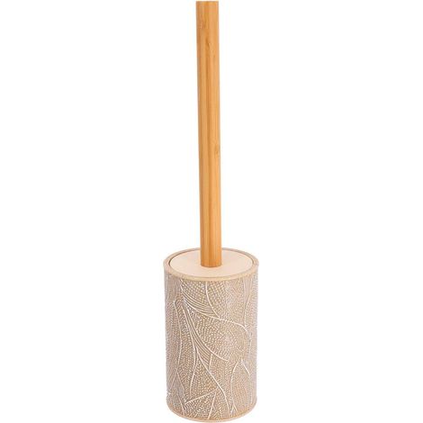 Brosse wc ronde polyresine imprimee botanique - beige - Tendance (1/3)