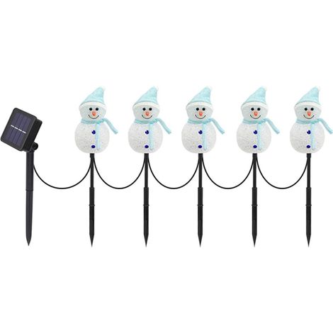 Nueva lámpara solar LED con forma de muñeco de nieve para exteriores, decoración de patios y jardines, luz azul. (1/5)