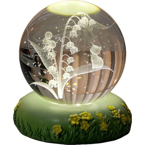 Lampe 3D - Fleurs En Résine - Veilleuse À Lumière Chaude Et Base Colorée - Idéale Pour Chambre Ou Bureau - 1 Pièce (1/5)