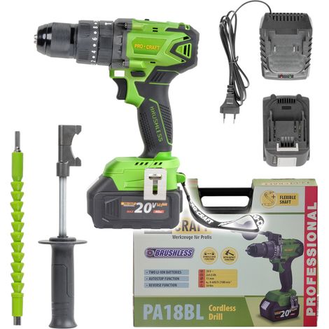 Procraft PA18BL Avvitatore a percussione a batteria 20 V 50 Nm Brushless + 2x batteria 4,0 Ah + caricabatteria + valigetta