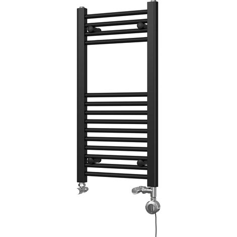 Zennor - Black Dual Fuel Towel Rail H800mm x W400mm Thermostatic - Straight (1/3)