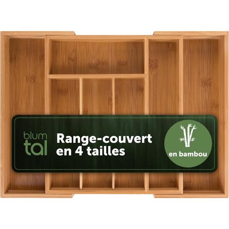 range couverts pour tiroir dimensions 33,1 x 29,3 cm - range couvert en bambou avec 5 à 7 compartiments - rangement extensible - facile d'entretien et robuste - rangement au design élégant (1/5)