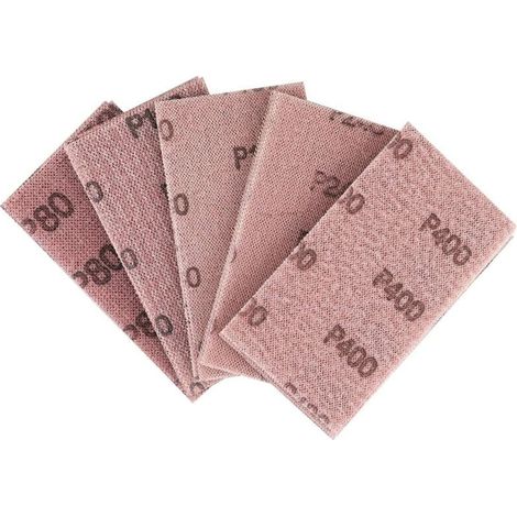 25 Feuilles abrasives,Maille auto-agrippante 70x125mm,Grains P80-P400,Ponçage sans poussière,Bois métal plastique (1/5)